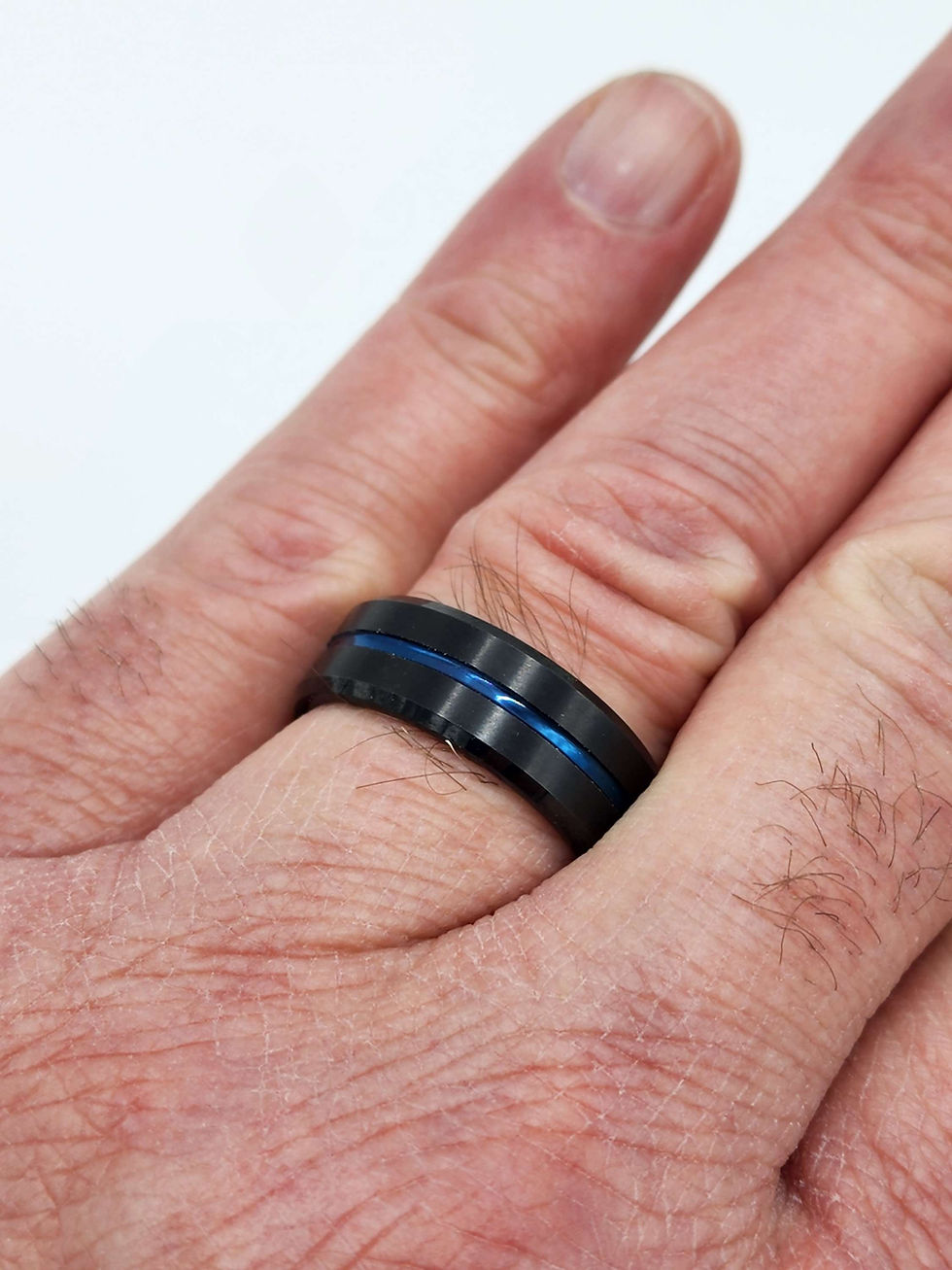 Thumbnail: Blue line tungsten ring.