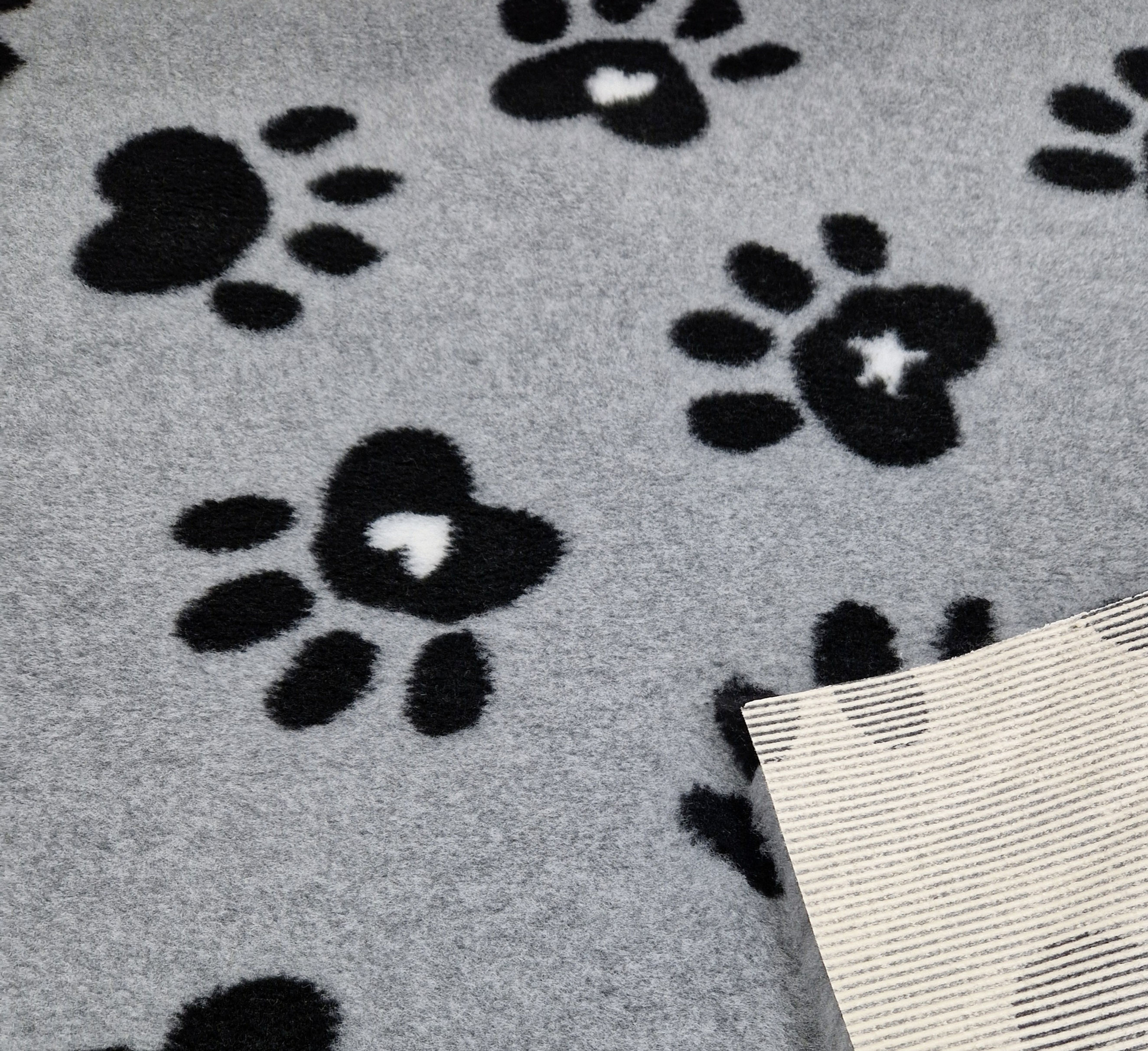 Grey & Black Paw Heart Bone Star Pattern Vet Bedding