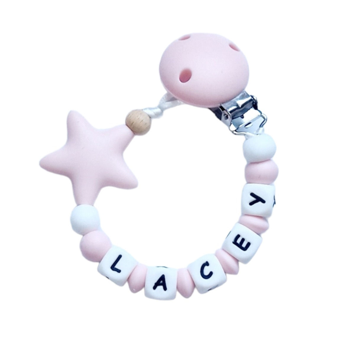 Pink & White Large Star Dummy Clip