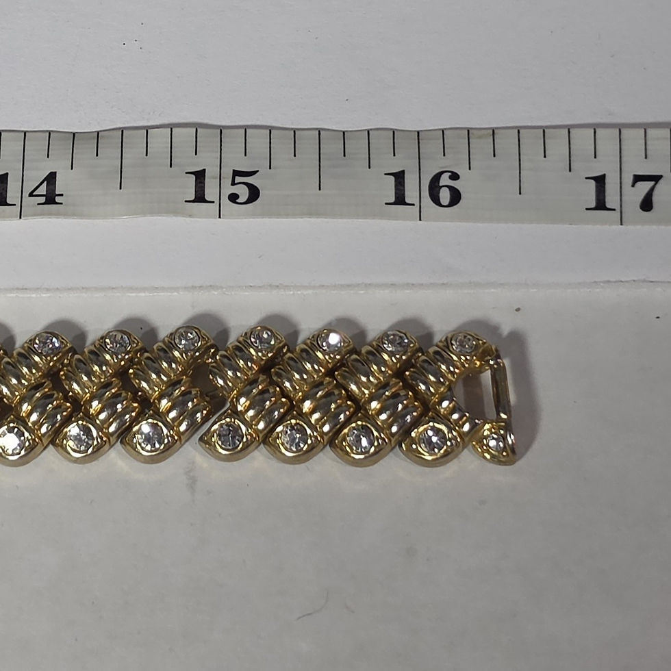 Thumbnail: Vintage Gold Tone Rhinestone Chevron Link Collar Necklace OR Mark 16 In