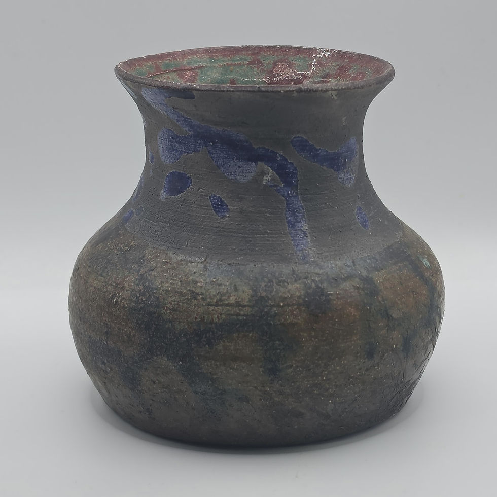 Thumbnail: M Wardell Studio Pottery Vase Cobalt Splash Signed 1992 4.5 In