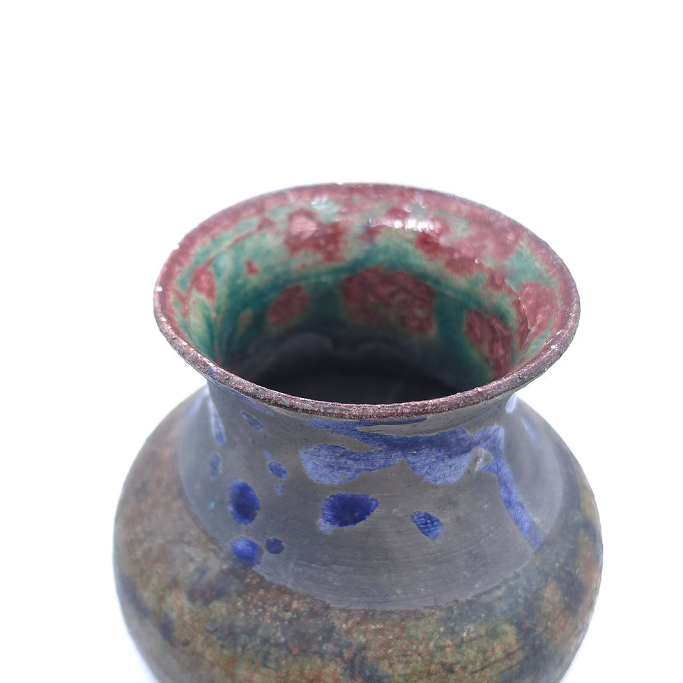 Thumbnail: M Wardell Studio Pottery Vase Cobalt Splash Signed 1992 4.5 In