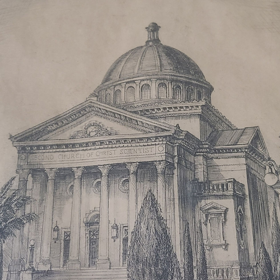 Thumbnail: Harry Lewis Bailey Engraving Second Church of Christ Print - Signed
