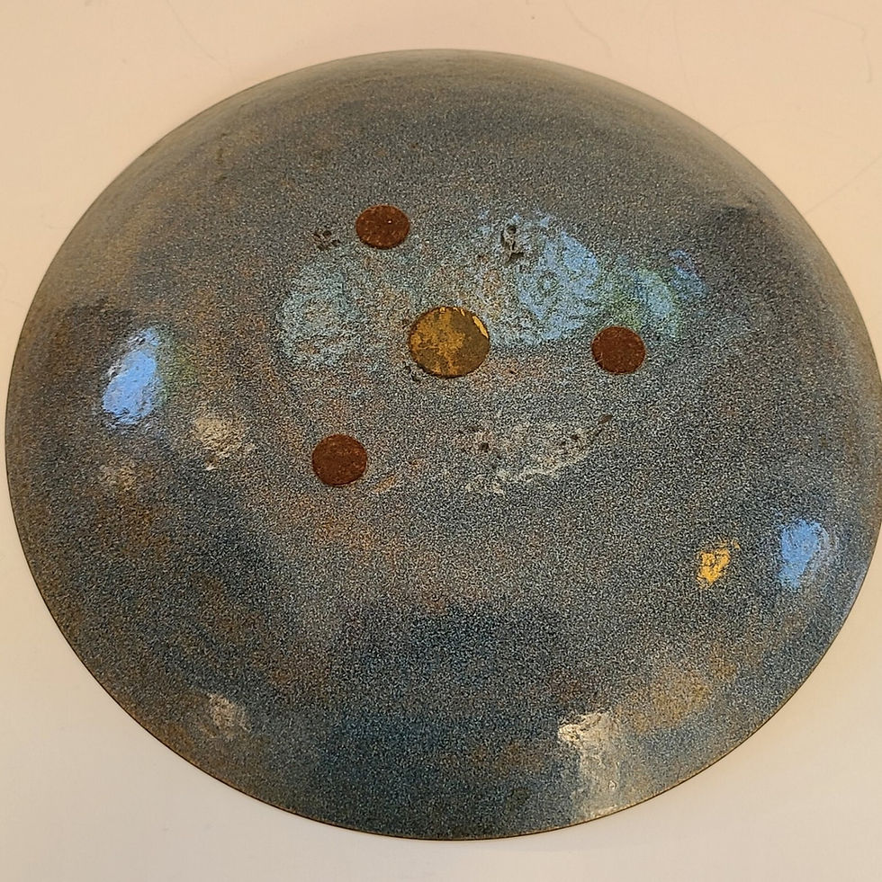 Thumbnail: Bovano Cheshire Enamel Copper Plate Orange Rust Swirls 9in Mid Century