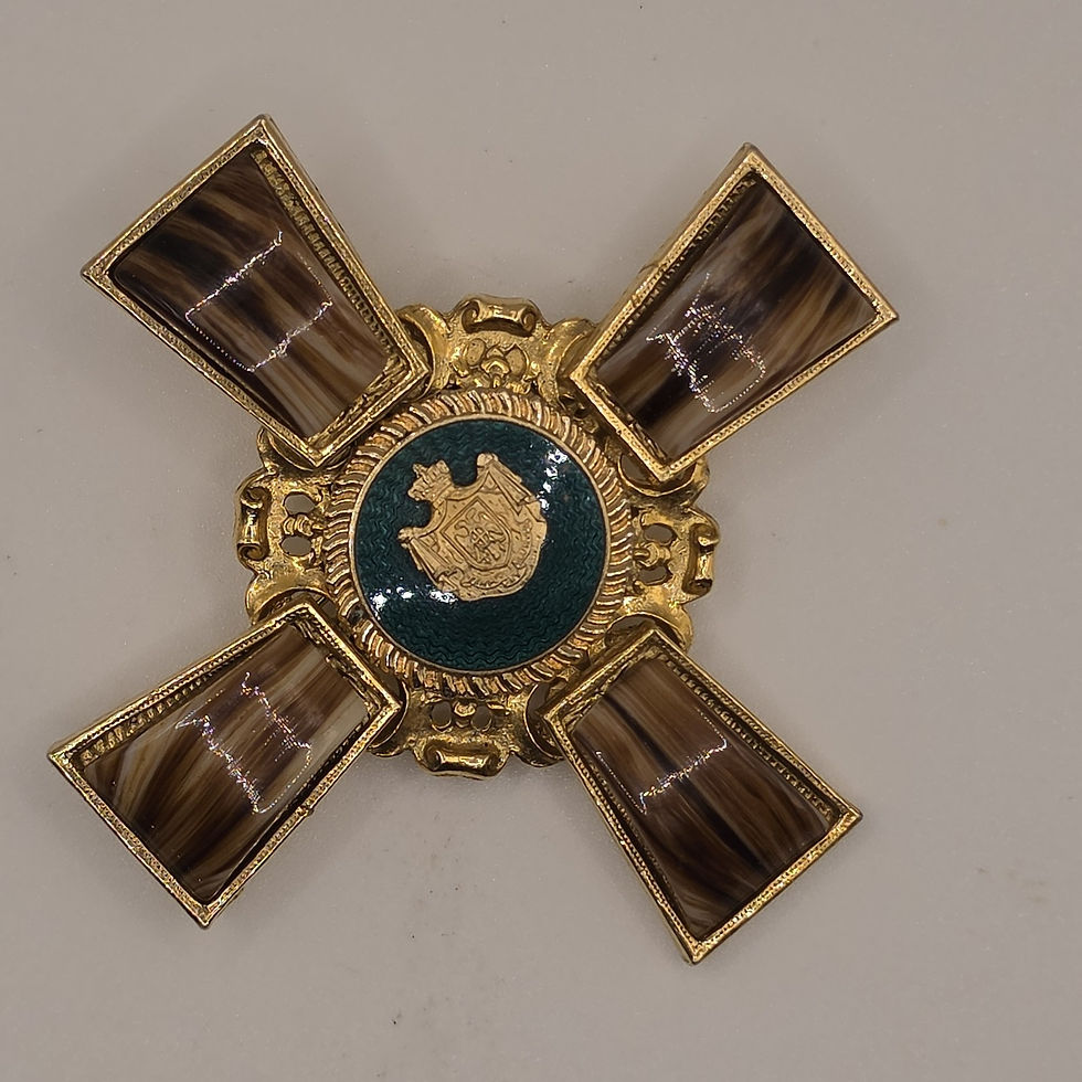 Thumbnail: Vintage Accessocraft NYC Heraldic Cross Brooch Pendant Gold Tone 2.5in