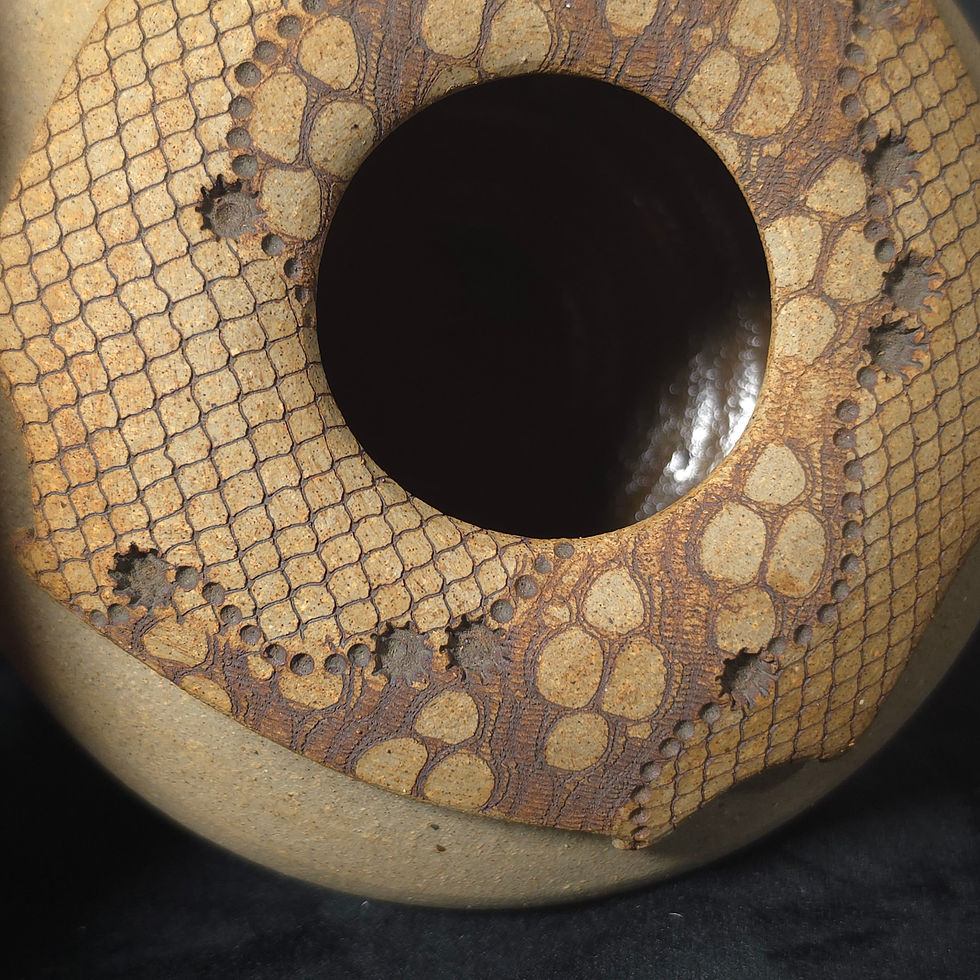Thumbnail: Don McWhorter Studio Pottery Snakeskin Vessel Signed 1985 4.5 In