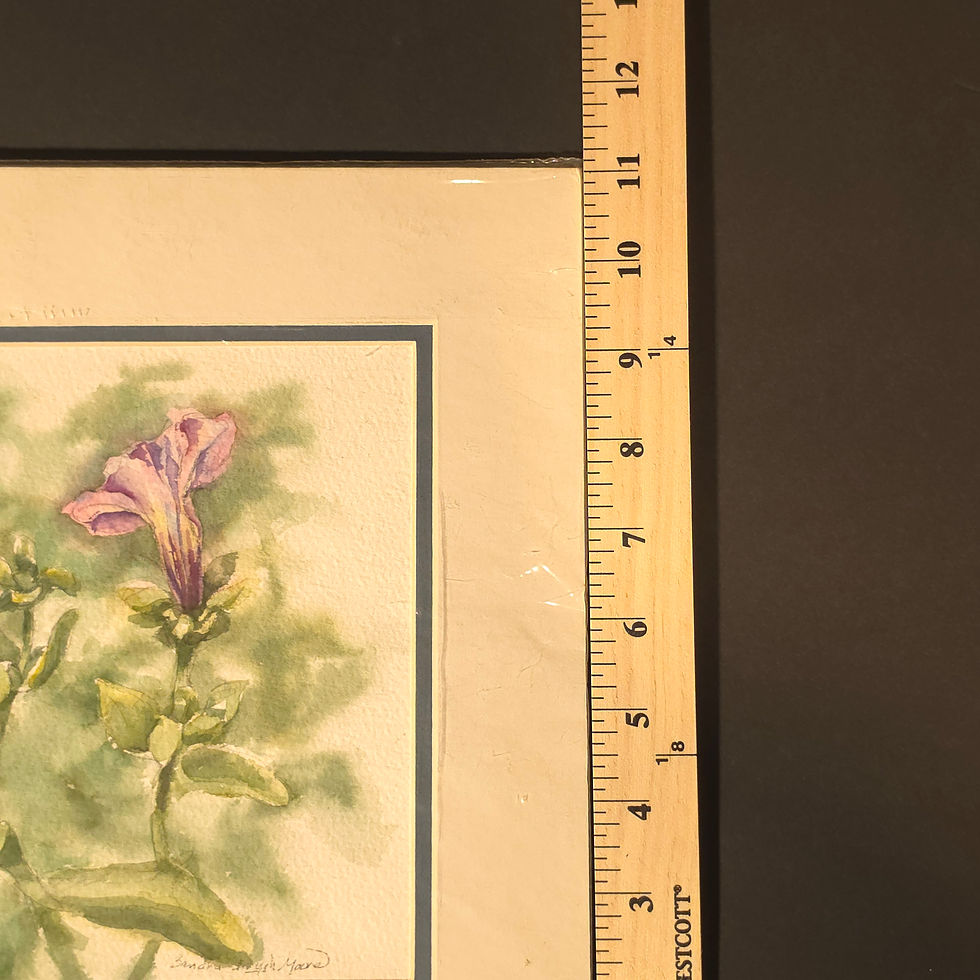 Thumbnail: Sandra Brugh Moore Watercolor Signed Petunias Matted 11x14