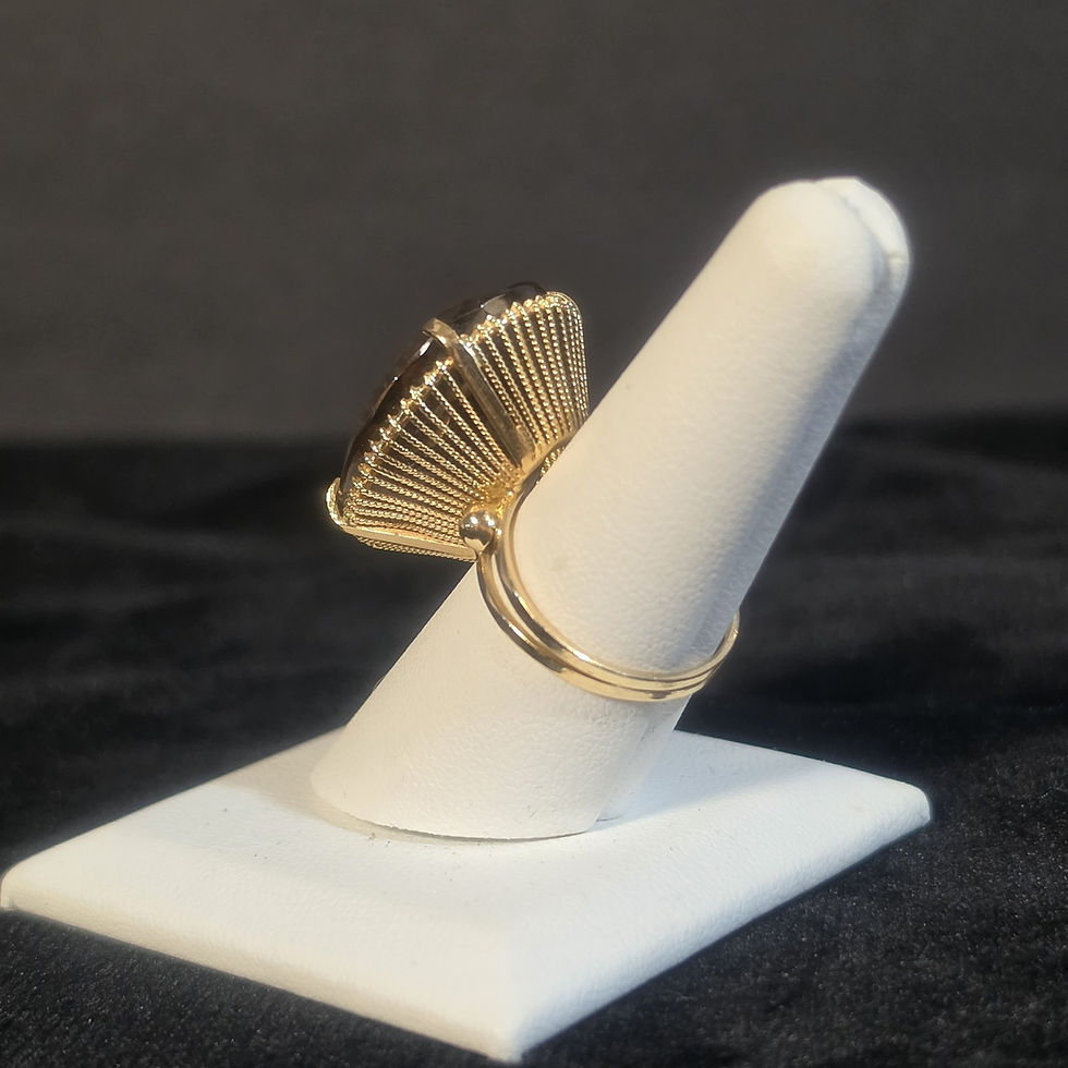 Thumbnail: MCM 18K Gold Smoky Gemstone Cocktail Ring Large Stone Size 8