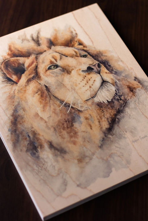 Wood Print Watercolor Painting The King