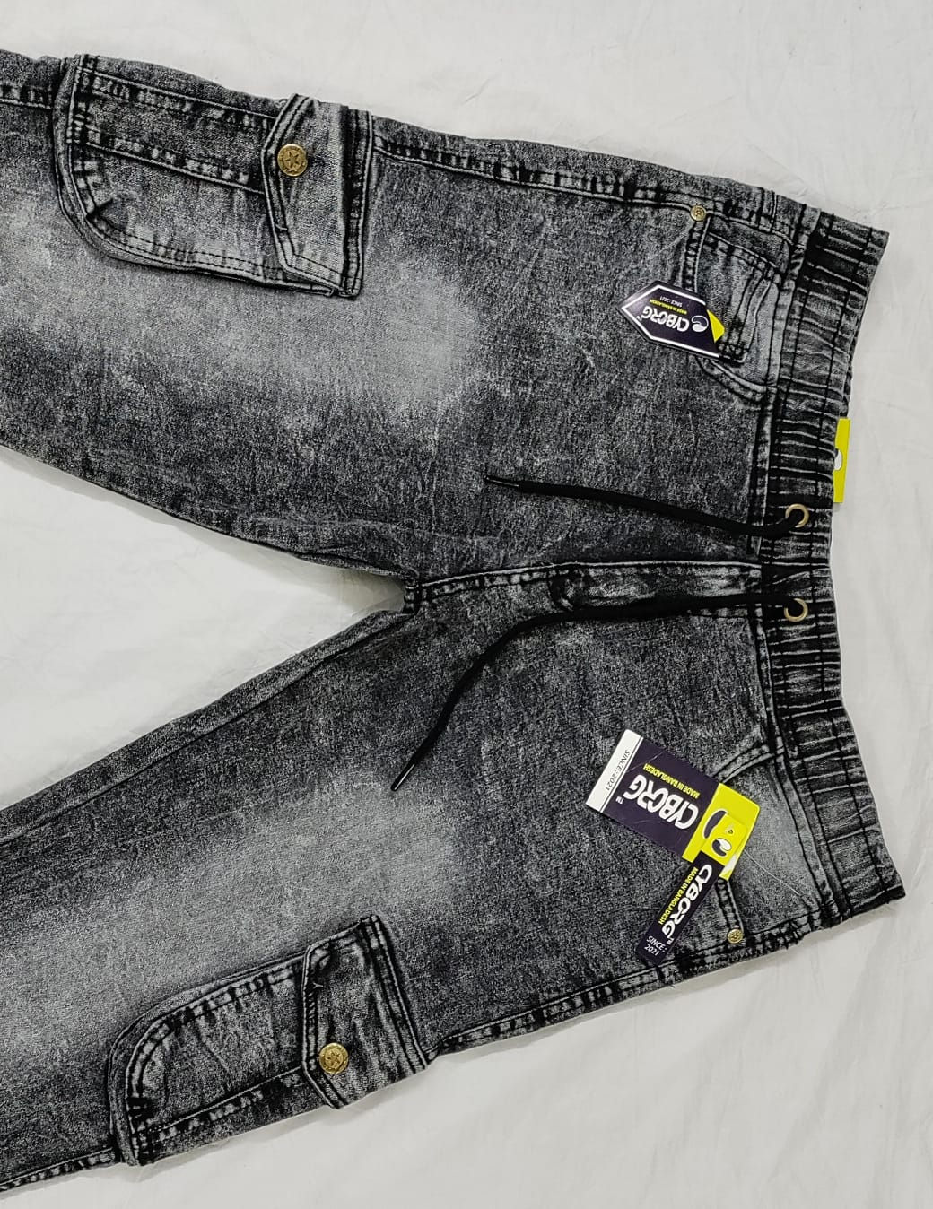 (TDB6) Cyborg Black Denim 6 Pocket Joggers