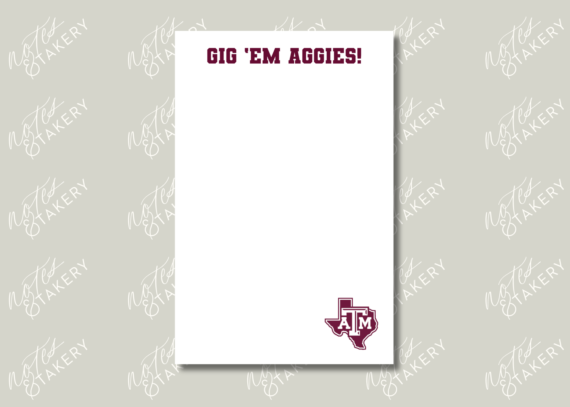 Texas A&M Gig'Em Notepad