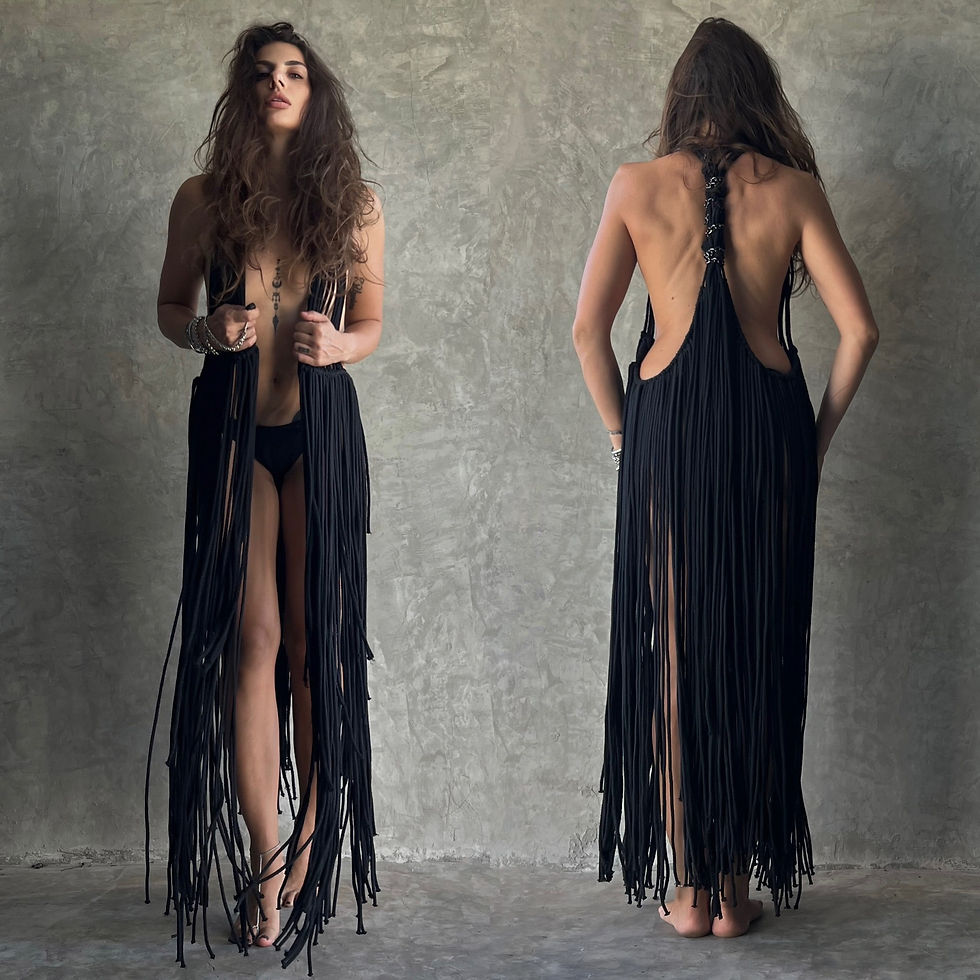 Black lond handmade overlay dress by OLY LA FOLY