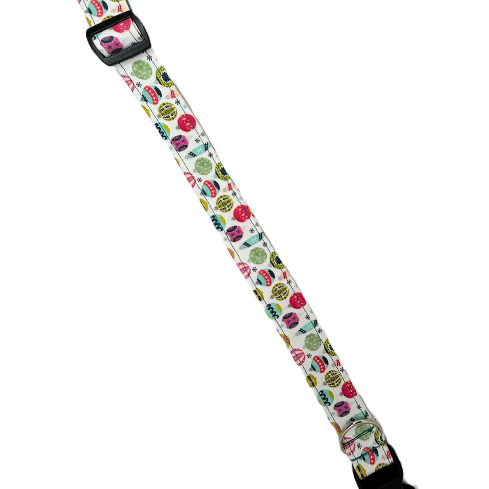 Thumbnail: Adjustable Christmas Dog Collar White with Classic Ornaments