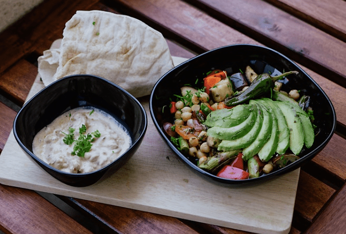 A Health Meal on Top of a Wooden Board