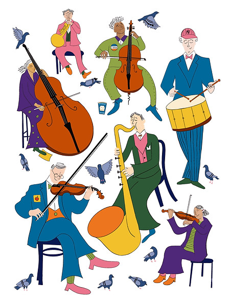 Illustration of musicans by Divyakshi Kedia