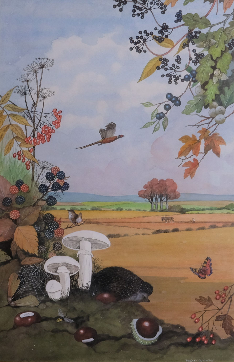 'Autumn' watercolour by Bryan Conway, 20th century