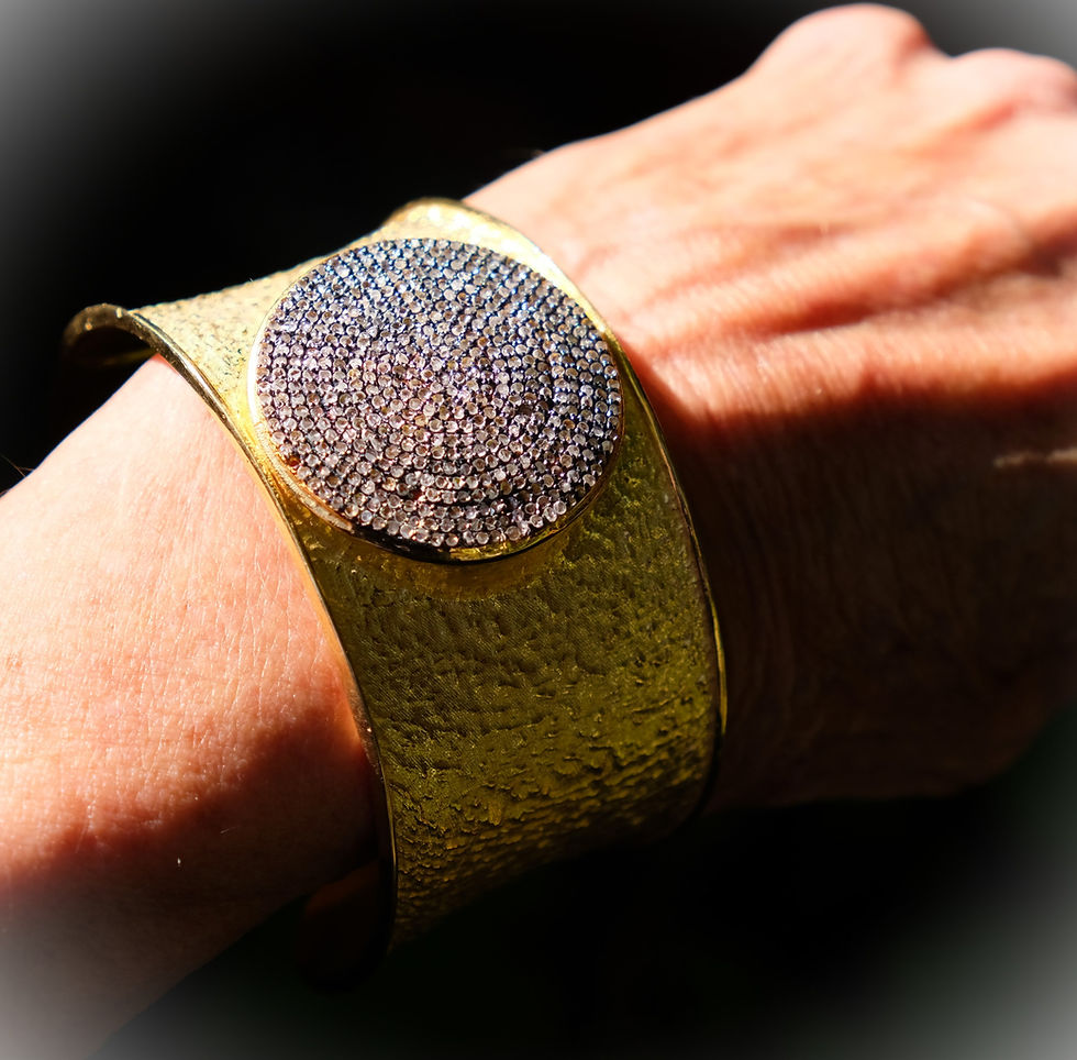 Thumbnail: An extraordinary sterling silver, gold and diamond bangle