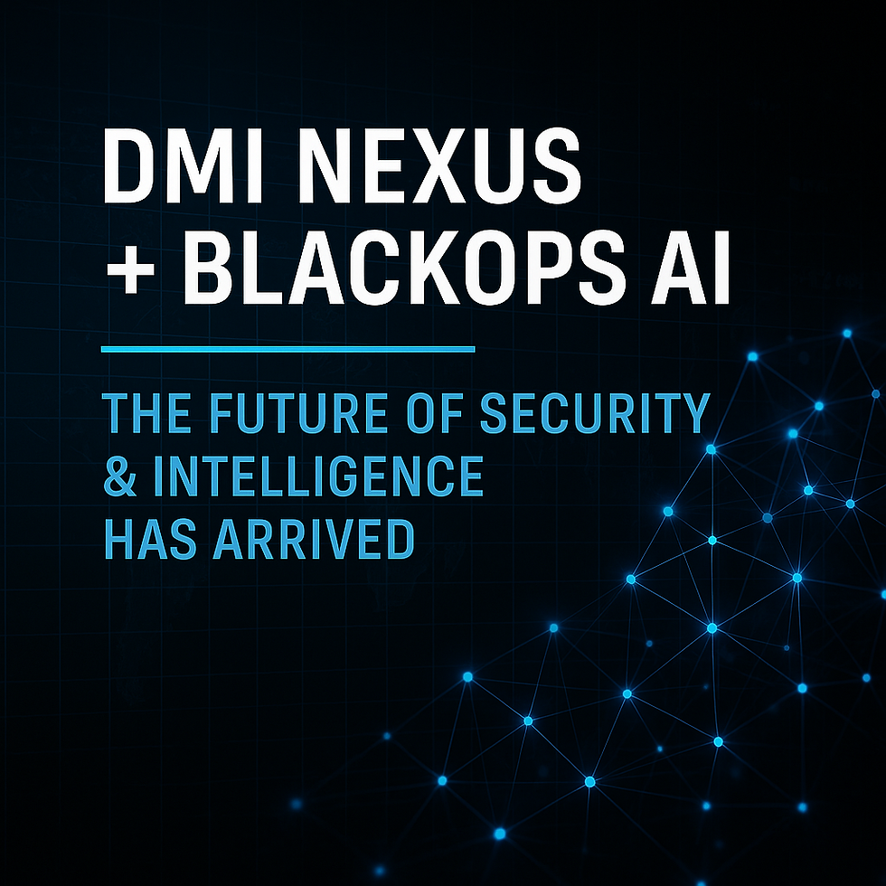 "DMI Nexus + BlackOps AI: Redefining Global Security and Intelligence with Autonomous Precision."