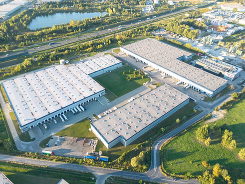 Large industrial site with commercial warehouses – expert commercial and industrial construction UK"