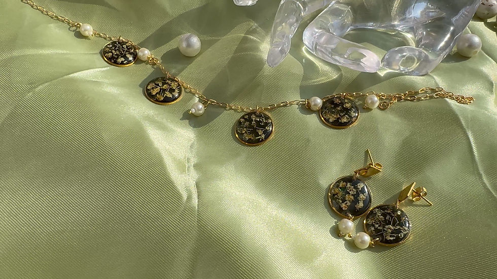 Thumbnail: Noir Garden Necklace & Earrings Set