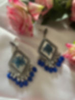 Thumbnail: Diamond pressed lacey jhumkis