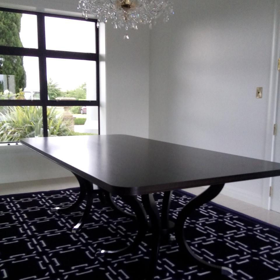 Commissioned Victorian Ash veneer top with soild base and custom alloy feet