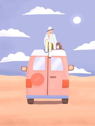 Vanlife girl with dog