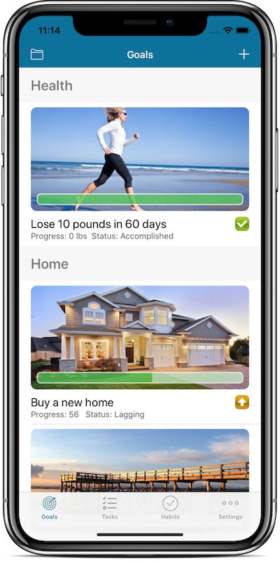 Goal tracking and planning app