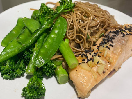 8 minute salmon with soba noodles