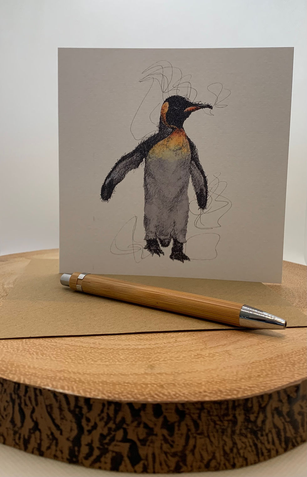 Thumbnail: King Penguin 'On Ice' Watercolour Blank Greeting Card