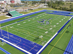 Aerial view of the Babcock Ranch Easter Extravaganza across the athletic fields.