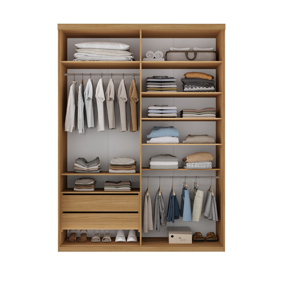 Guarda Roupa Liege 2P Nogueira.Espelho.Off - (3) F.I. Aberto Decorado