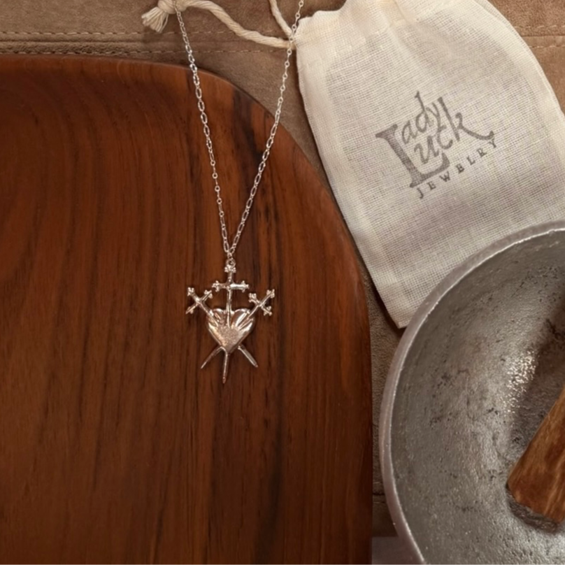 three of swords sterling silver pendant