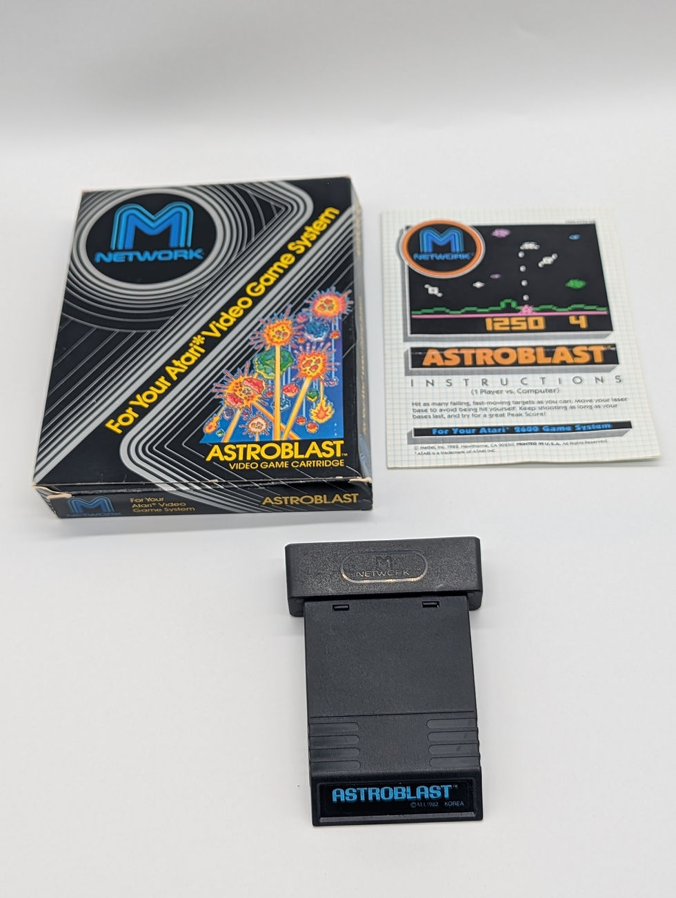 Thumbnail: Astroblast - Atari Game Cartridge - MNetwork W/Box & Instruction Manual