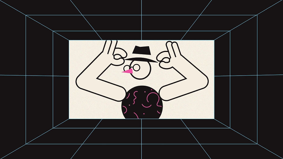 A cartoon image of a hacker wearing glasses and a hat to go incognito.