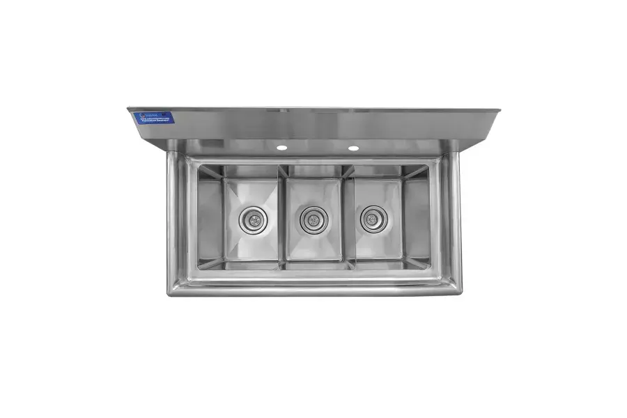 Thumbnail: AmGood Three Compartment Stainless Steel Sink 36 x 20 in