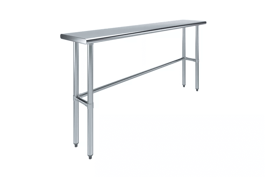AmGood 14x72 in. Open Base Stainless Steel Work Table