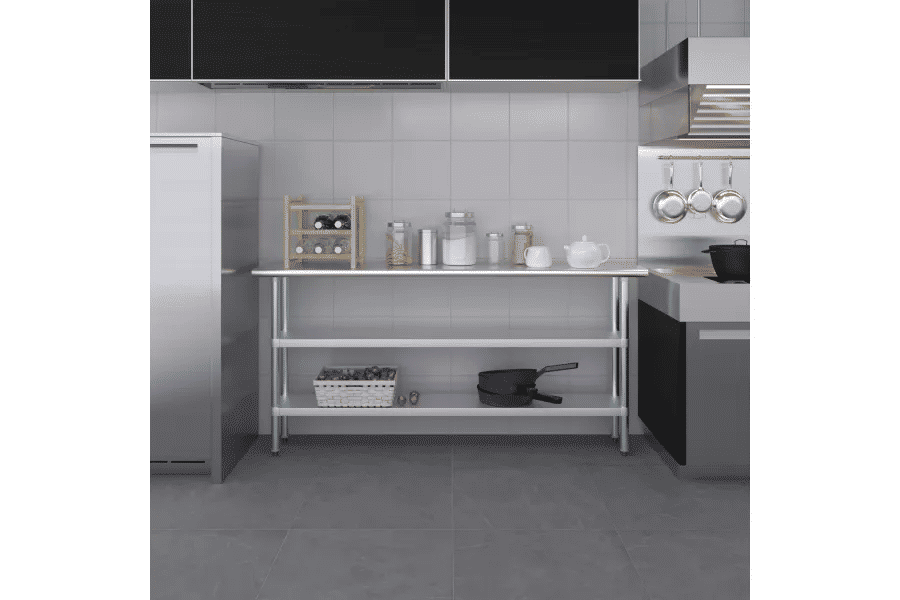 Thumbnail: AmGood 72 in. Stainless Steel Work Table with Two Undershelves