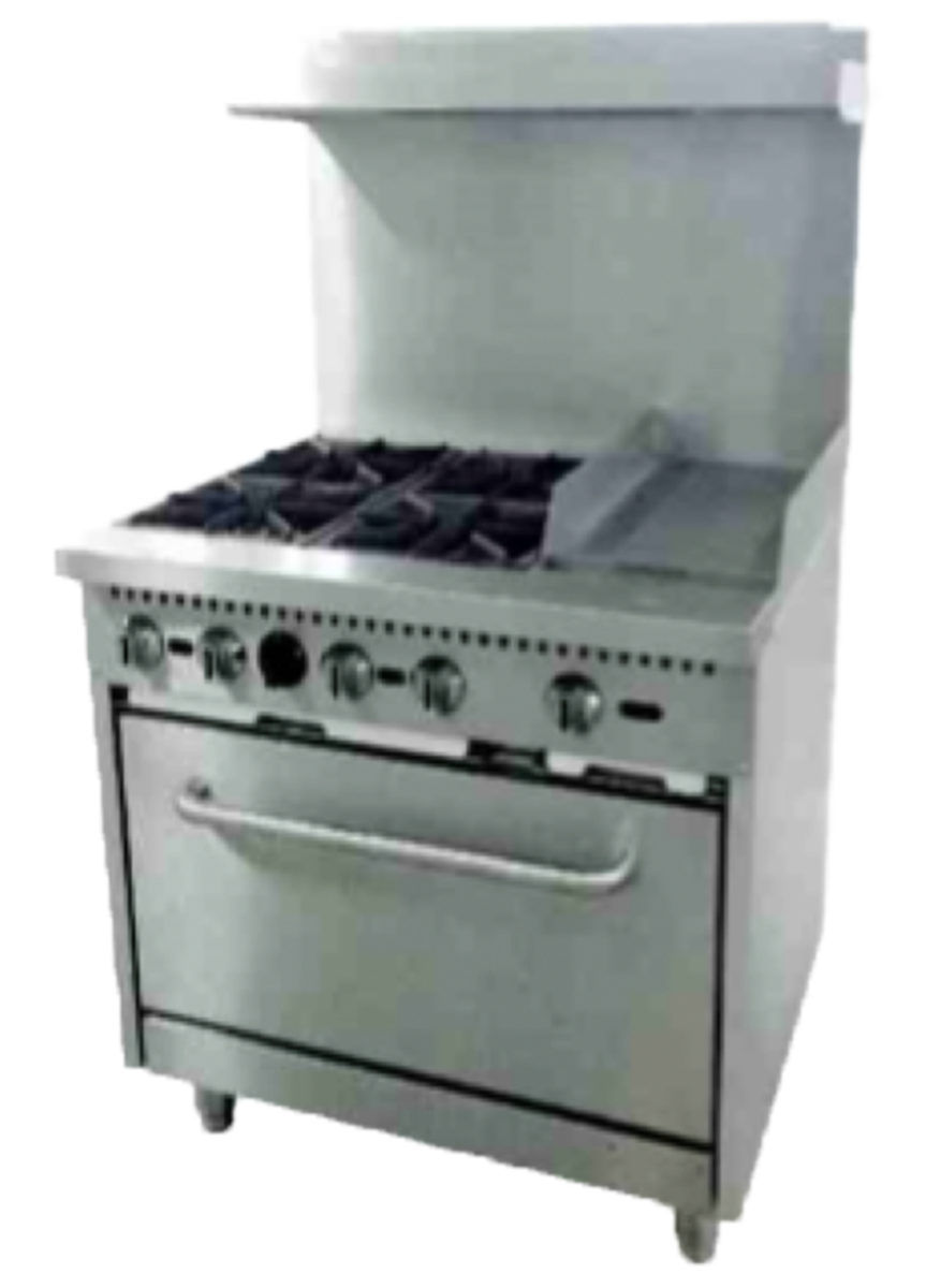 4 Burner Range with 12" Griddle + Oven | 4.85 cu. ft. capacity