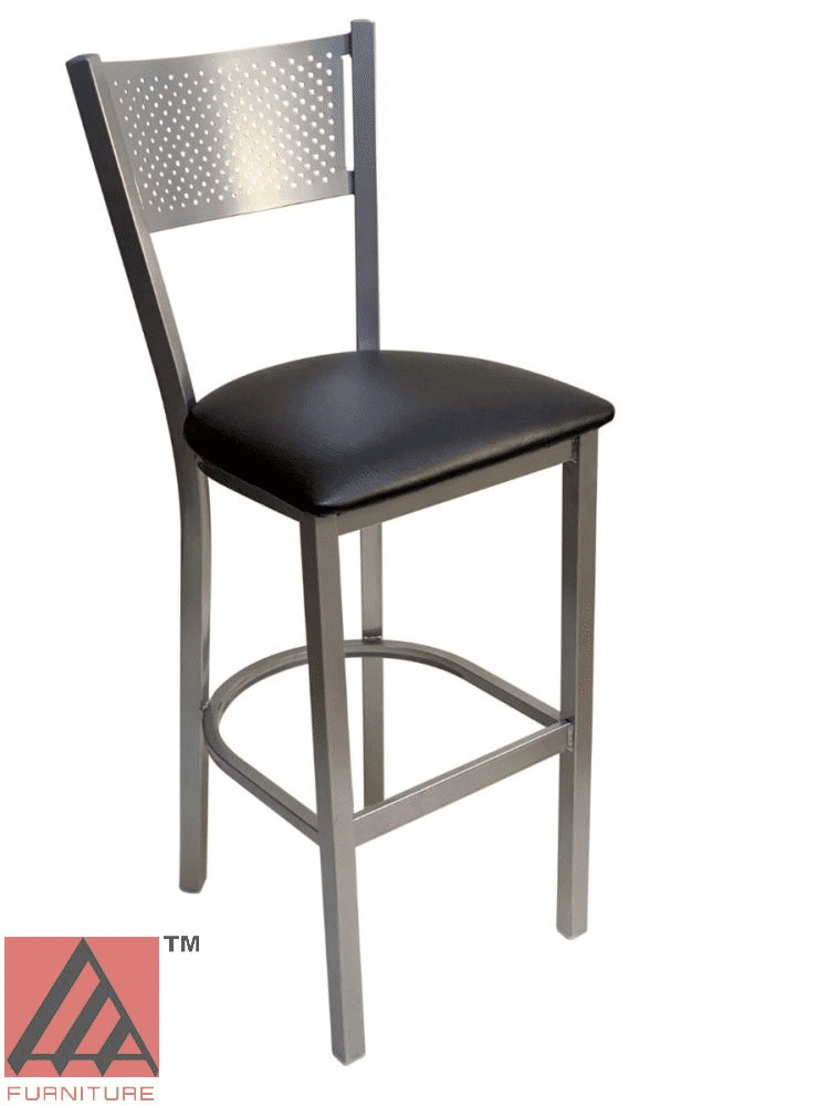 #317BS/SLVR Grid Back Bar Stool Silver