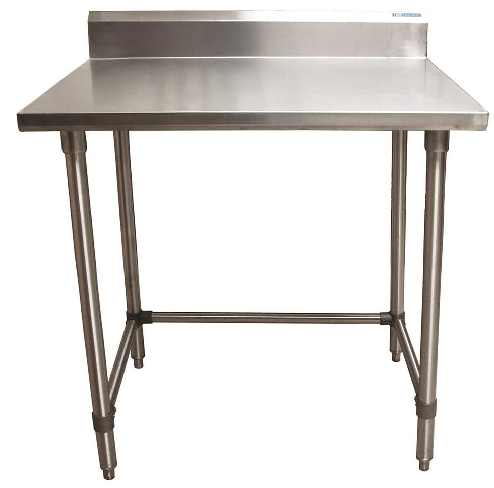 Thumbnail: 18 Gauge Stainless  Work Table   Open Base 5" Riser 24"Lx24"W