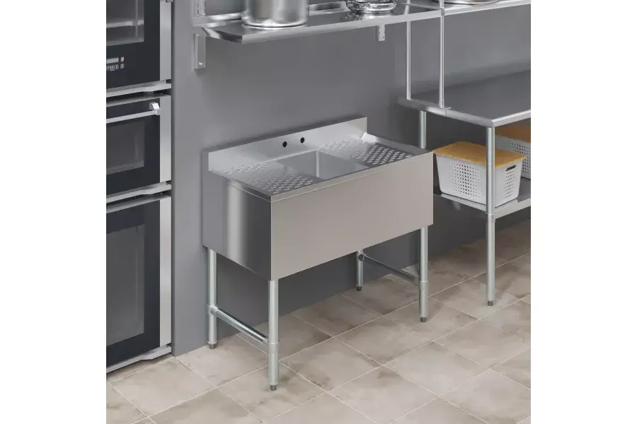 Thumbnail: AmGood 36 in. One Compartment Underbar Sink With Drainboards