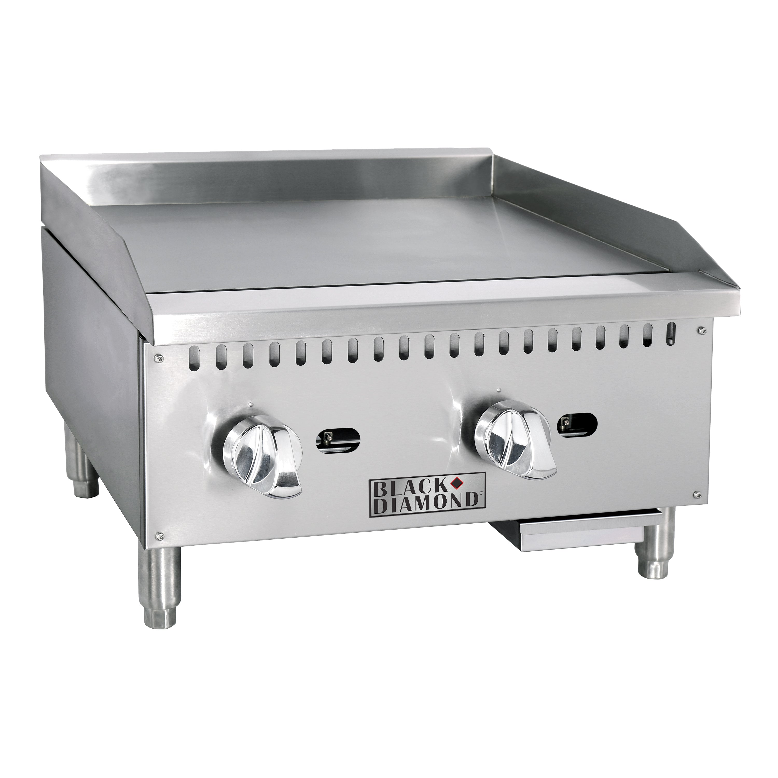 Black Diamond 24" Standard Series Gas Griddle, 2 Burners, in Stainless Steel
