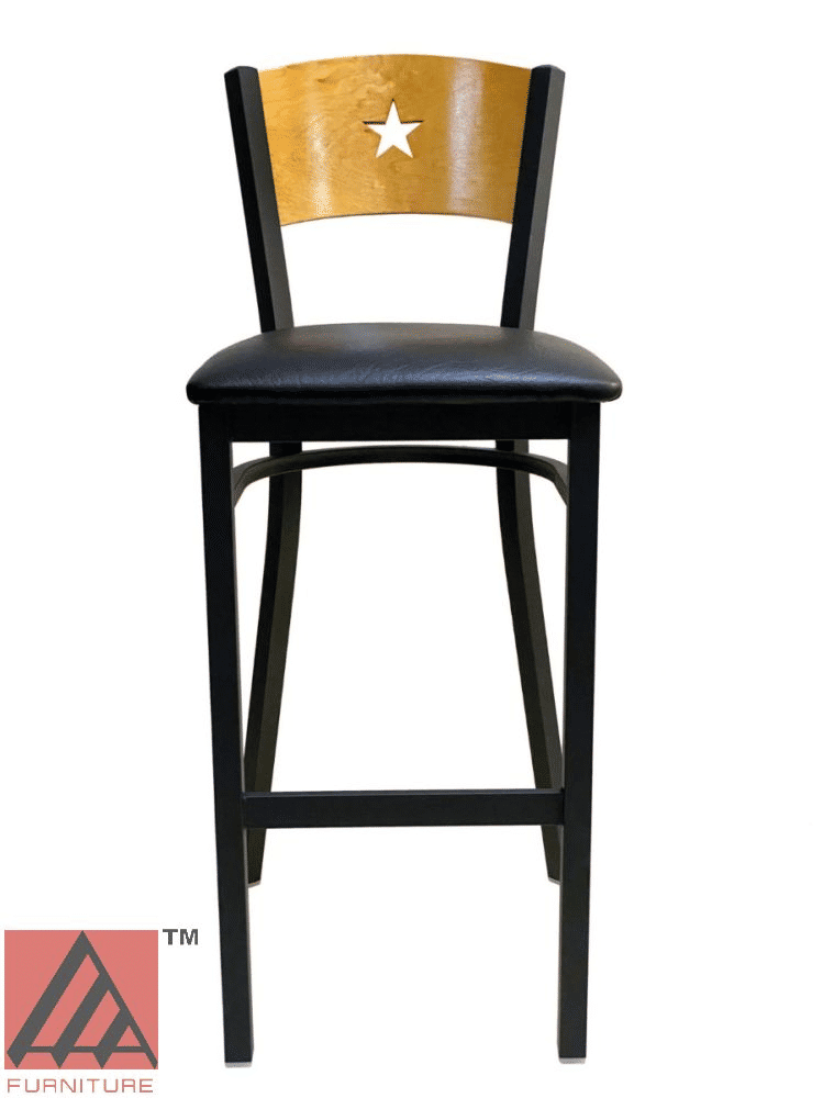 Thumbnail: #315BS/STAR Star Wood Back Bar Stool Natural