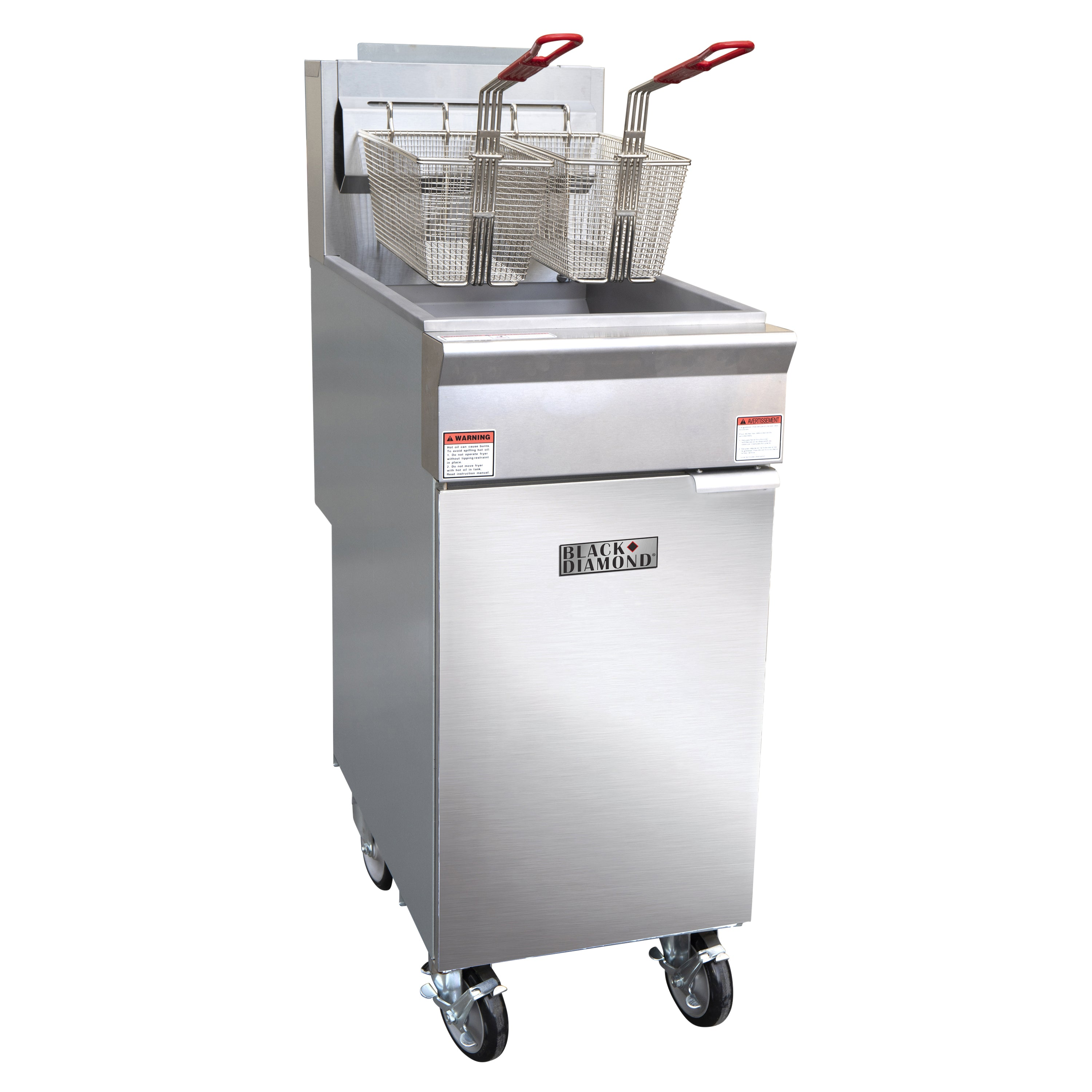Black Diamond Gas Deep Fryer, Liquid Propane, 50 lb, 120K BTU, in Stainless Steel