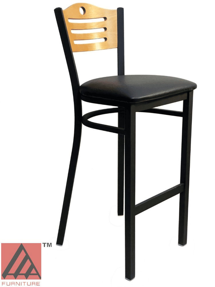 #315A-BS/ Ladder Wood Back Bar Stool Natural