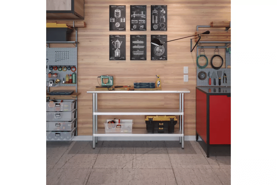 Thumbnail: AmGood 14 x 60 in. Stainless Steel Work Table Two Undershelves
