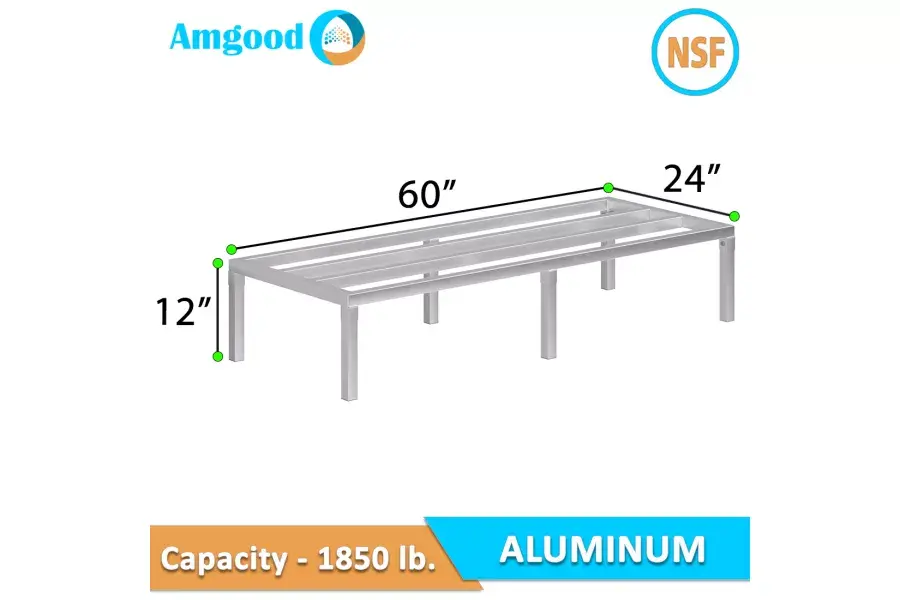 AmGood Supply Heavy‑Duty Aluminum Dunnage Rack 24×60×12 in 1850 lb Capacity