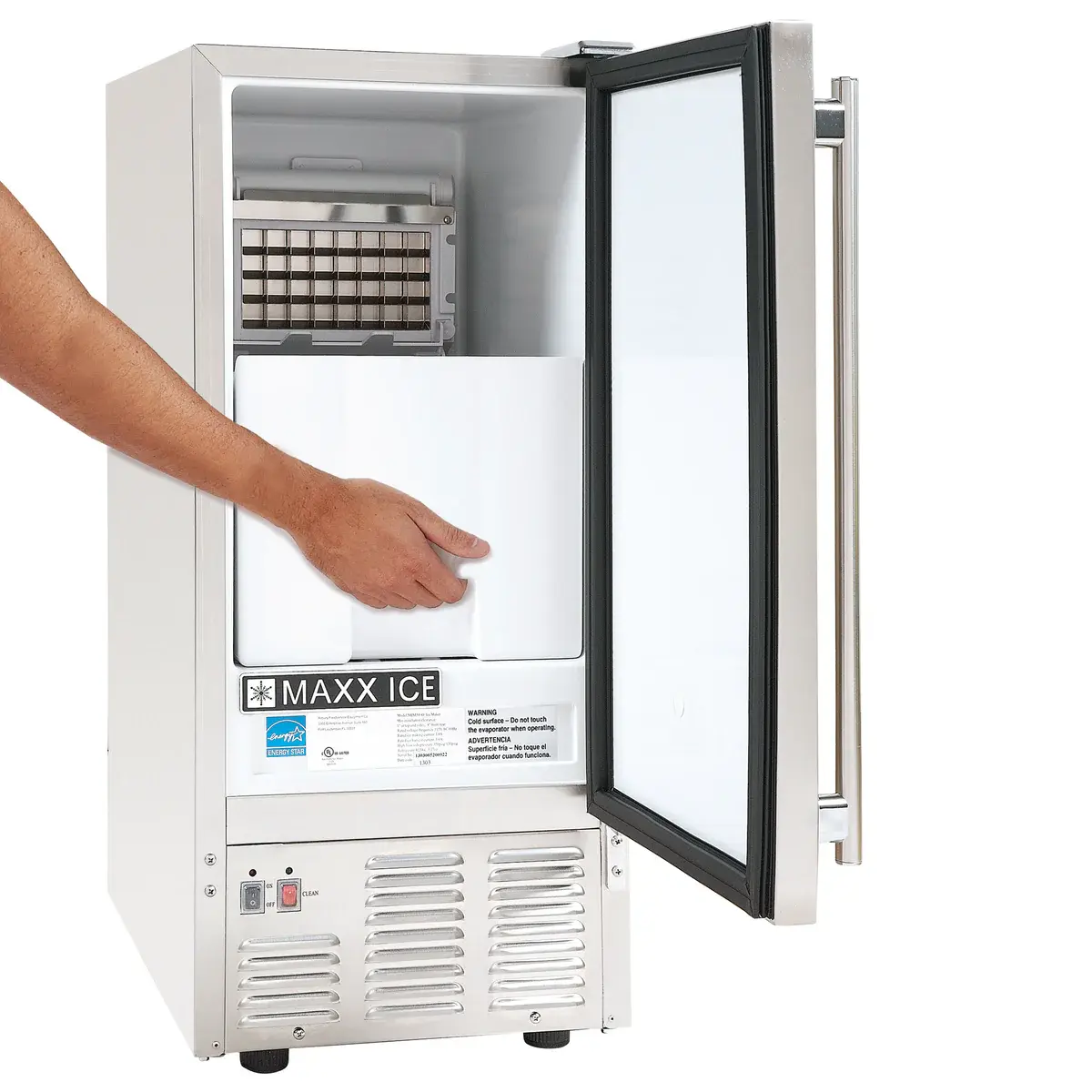 Maxx Ice Self-Contained Outdoor Ice Machine, 15"W, 60 lbs, Full Dice Ice Cubes,