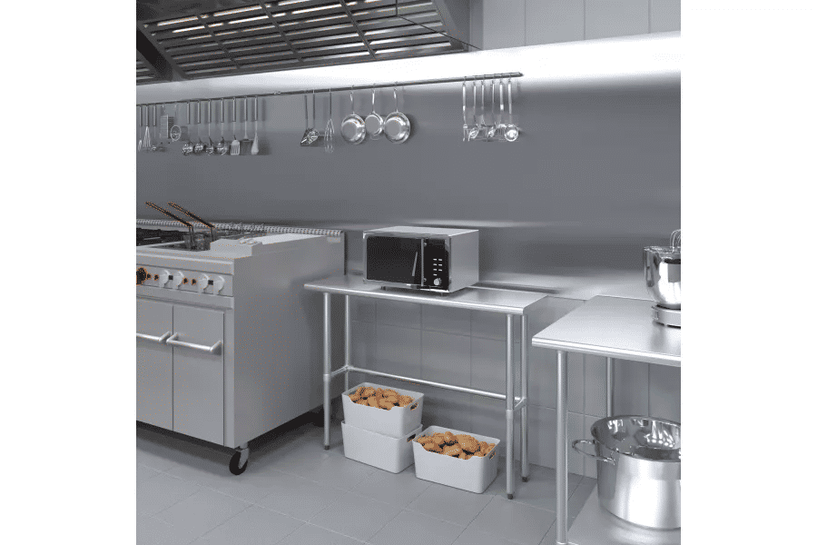 Thumbnail: AmGood 14 in. x 48 in. Open Base Stainless Steel Work Table